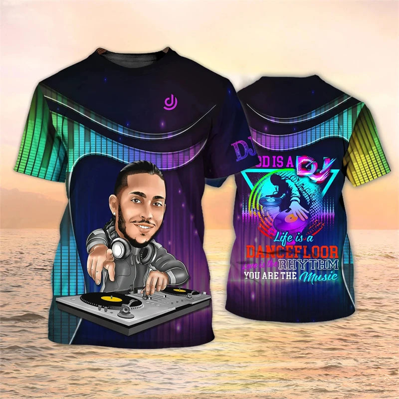 2024 New DJ Shirt Men's T-shirts 3D Print Disco Short Sleeve Tees Mens Clothing Party Tops O Neck Cool Punk Streetwear Men Shirt