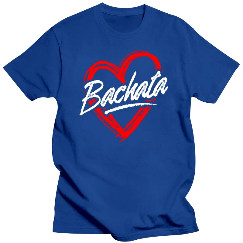 Funny Bachata Heart Love T Shirts Men Summer Cotton Harajuku Short Sleeve Streetwear Black Salsa Dance Dancing T-shirt