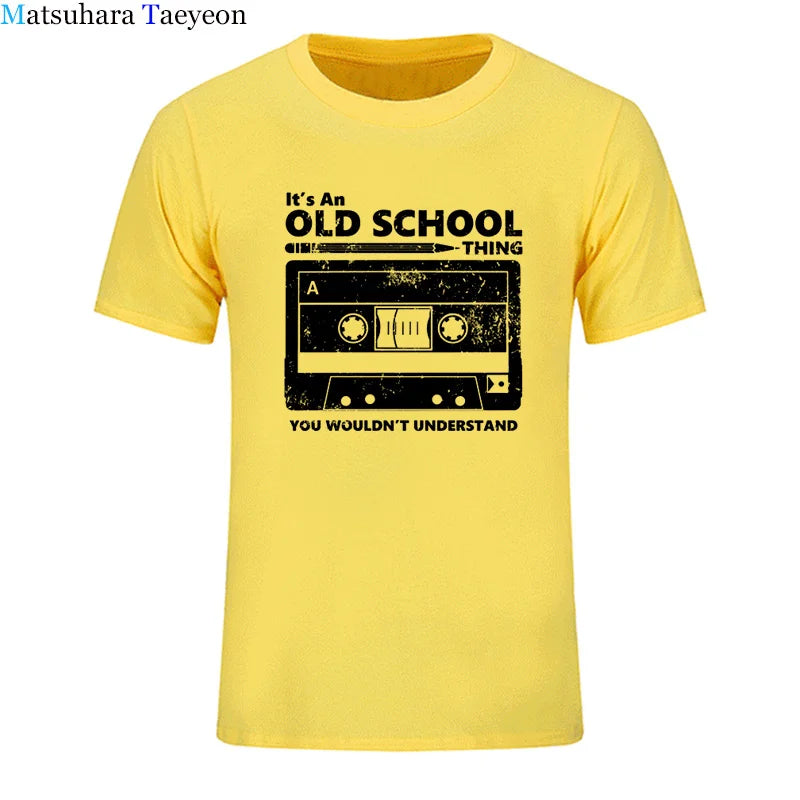 Summer Cotton Tshirt Cassette Tape Pencil Boombox T-Shirt Headphones Mixtape Old School Dj Tee T Shirt Retro O Neck Tee Shirt