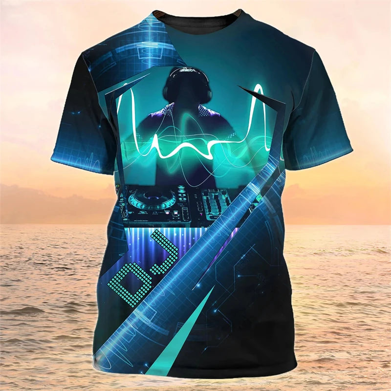 2024 New DJ Shirt Men's T-shirts 3D Print Disco Short Sleeve Tees Mens Clothing Party Tops O Neck Cool Punk Streetwear Men Shirt