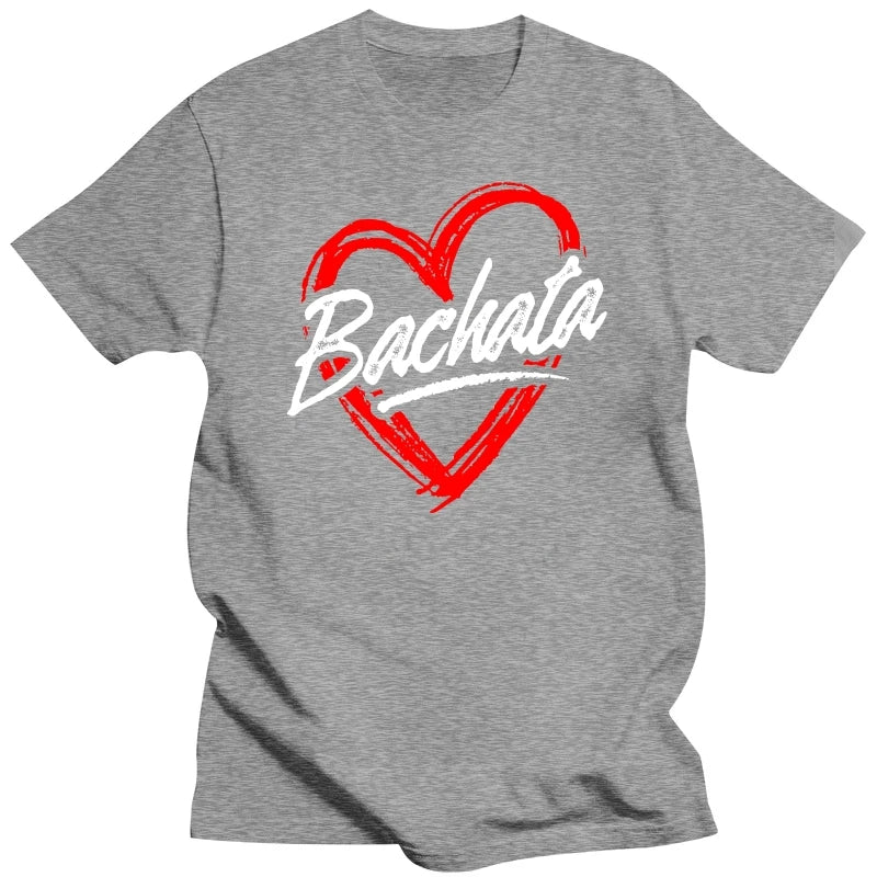 Funny Bachata Heart Love T Shirts Men Summer Cotton Harajuku Short Sleeve Streetwear Black Salsa Dance Dancing T-shirt