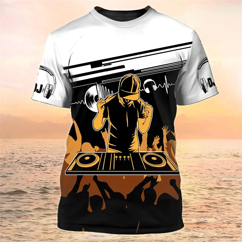 2024 New DJ Shirt Men's T-shirts 3D Print Disco Short Sleeve Tees Mens Clothing Party Tops O Neck Cool Punk Streetwear Men Shirt