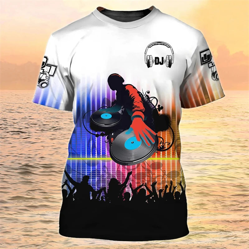 2024 New DJ Shirt Men's T-shirts 3D Print Disco Short Sleeve Tees Mens Clothing Party Tops O Neck Cool Punk Streetwear Men Shirt