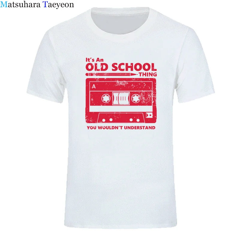 Summer Cotton Tshirt Cassette Tape Pencil Boombox T-Shirt Headphones Mixtape Old School Dj Tee T Shirt Retro O Neck Tee Shirt