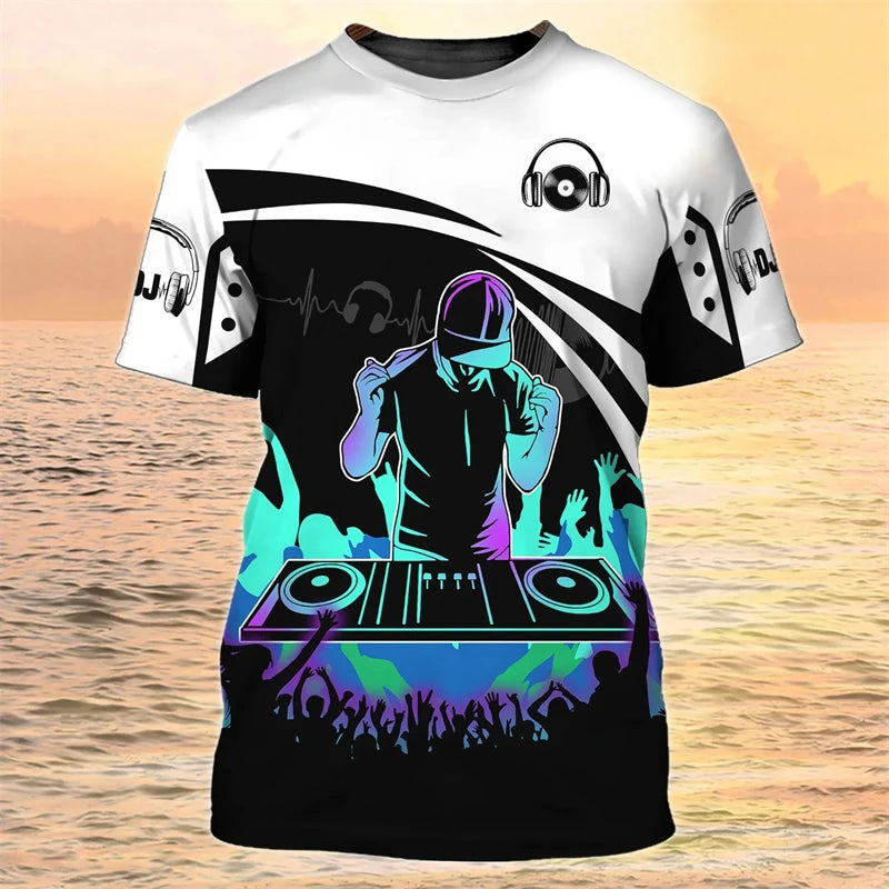 2024 New DJ Shirt Men's T-shirts 3D Print Disco Short Sleeve Tees Mens Clothing Party Tops O Neck Cool Punk Streetwear Men Shirt