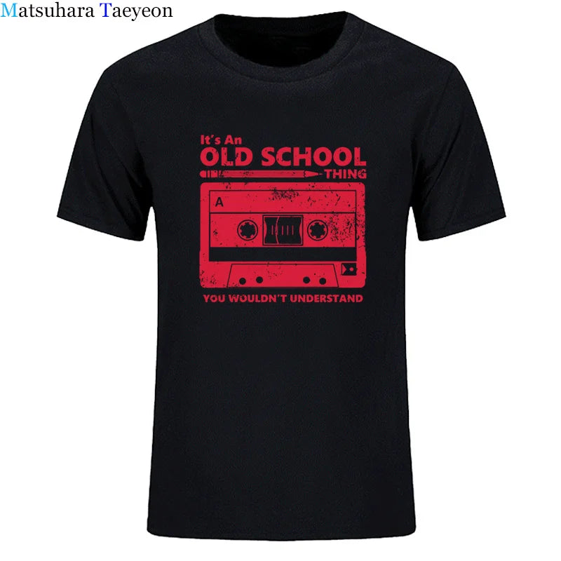 Summer Cotton Tshirt Cassette Tape Pencil Boombox T-Shirt Headphones Mixtape Old School Dj Tee T Shirt Retro O Neck Tee Shirt