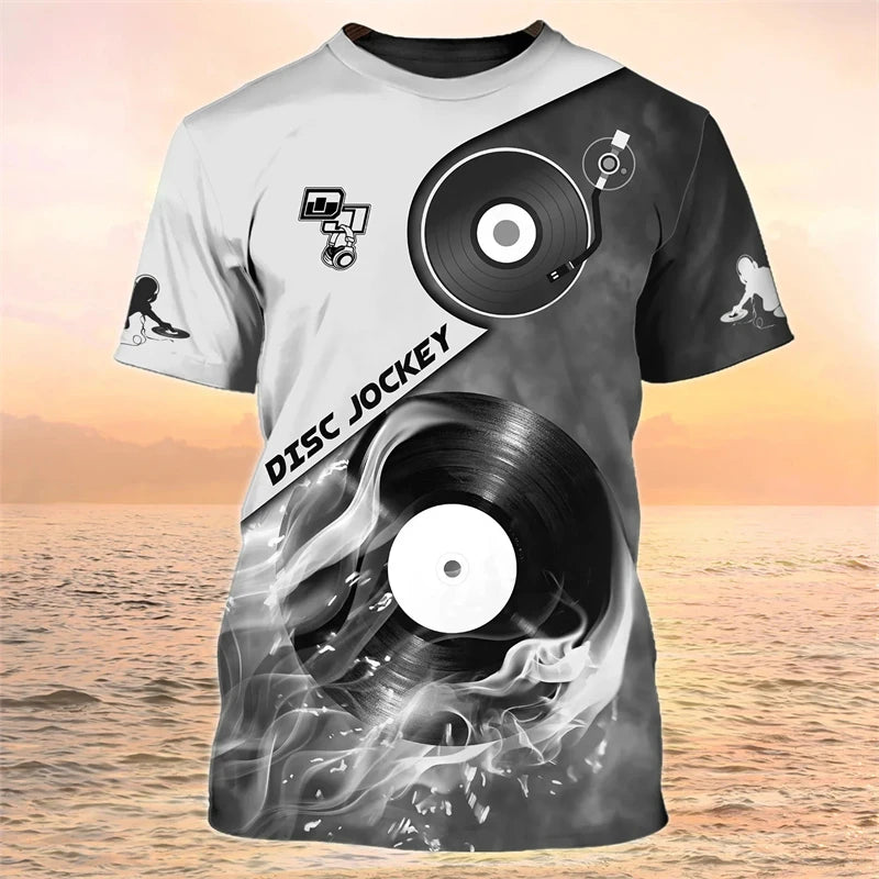 2024 New DJ Shirt Men's T-shirts 3D Print Disco Short Sleeve Tees Mens Clothing Party Tops O Neck Cool Punk Streetwear Men Shirt