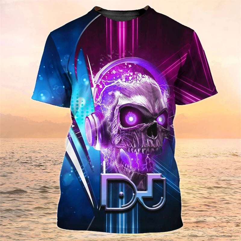 2024 New DJ Shirt Men's T-shirts 3D Print Disco Short Sleeve Tees Mens Clothing Party Tops O Neck Cool Punk Streetwear Men Shirt