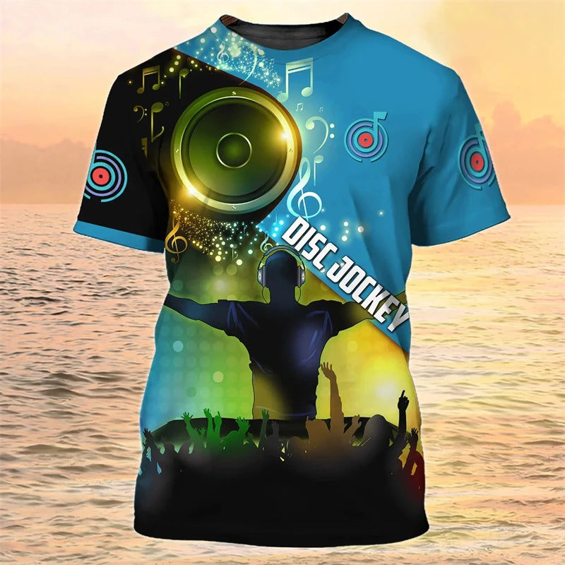 2024 New DJ Shirt Men's T-shirts 3D Print Disco Short Sleeve Tees Mens Clothing Party Tops O Neck Cool Punk Streetwear Men Shirt