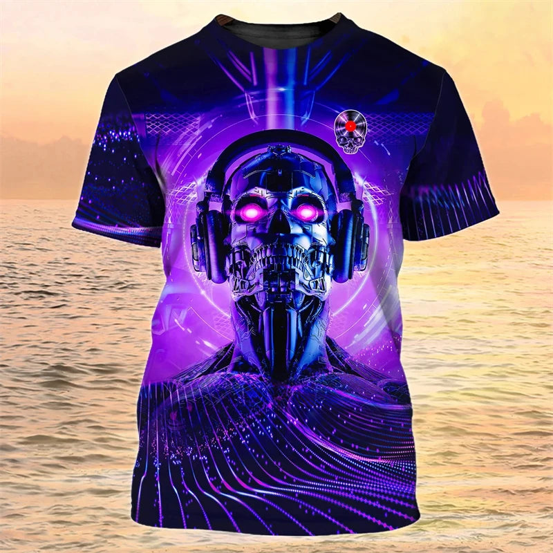 2024 New DJ Shirt Men's T-shirts 3D Print Disco Short Sleeve Tees Mens Clothing Party Tops O Neck Cool Punk Streetwear Men Shirt