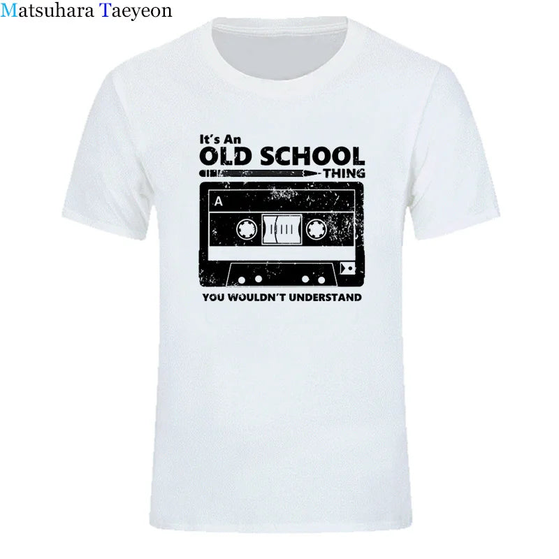 Summer Cotton Tshirt Cassette Tape Pencil Boombox T-Shirt Headphones Mixtape Old School Dj Tee T Shirt Retro O Neck Tee Shirt