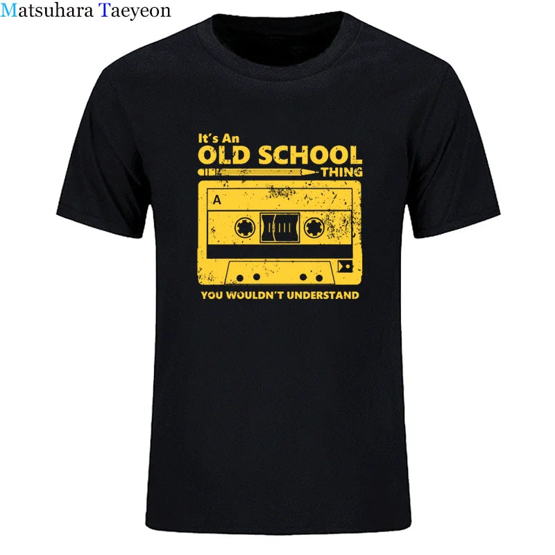 Summer Cotton Tshirt Cassette Tape Pencil Boombox T-Shirt Headphones Mixtape Old School Dj Tee T Shirt Retro O Neck Tee Shirt