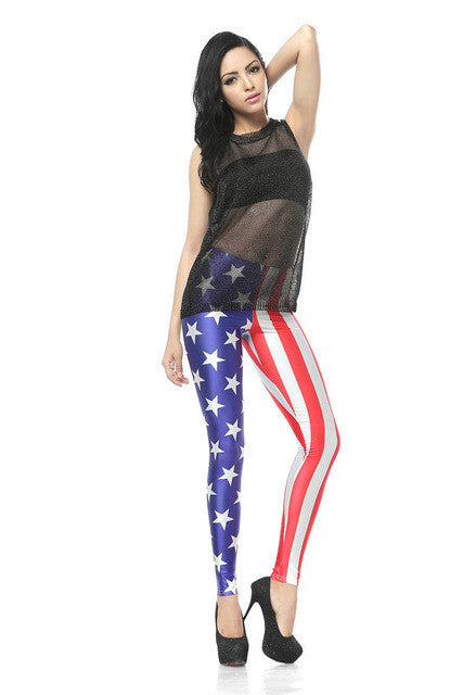 The American USA Flag Leggings Stripe Digital Print Women Leg – World Salsa  Championships