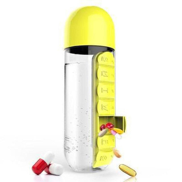 Dancer 2 in 1 Sport Water Bottle Built-in Daily 7 Daily Pill Box Vitamin Organizer 600ML - World Salsa Championships